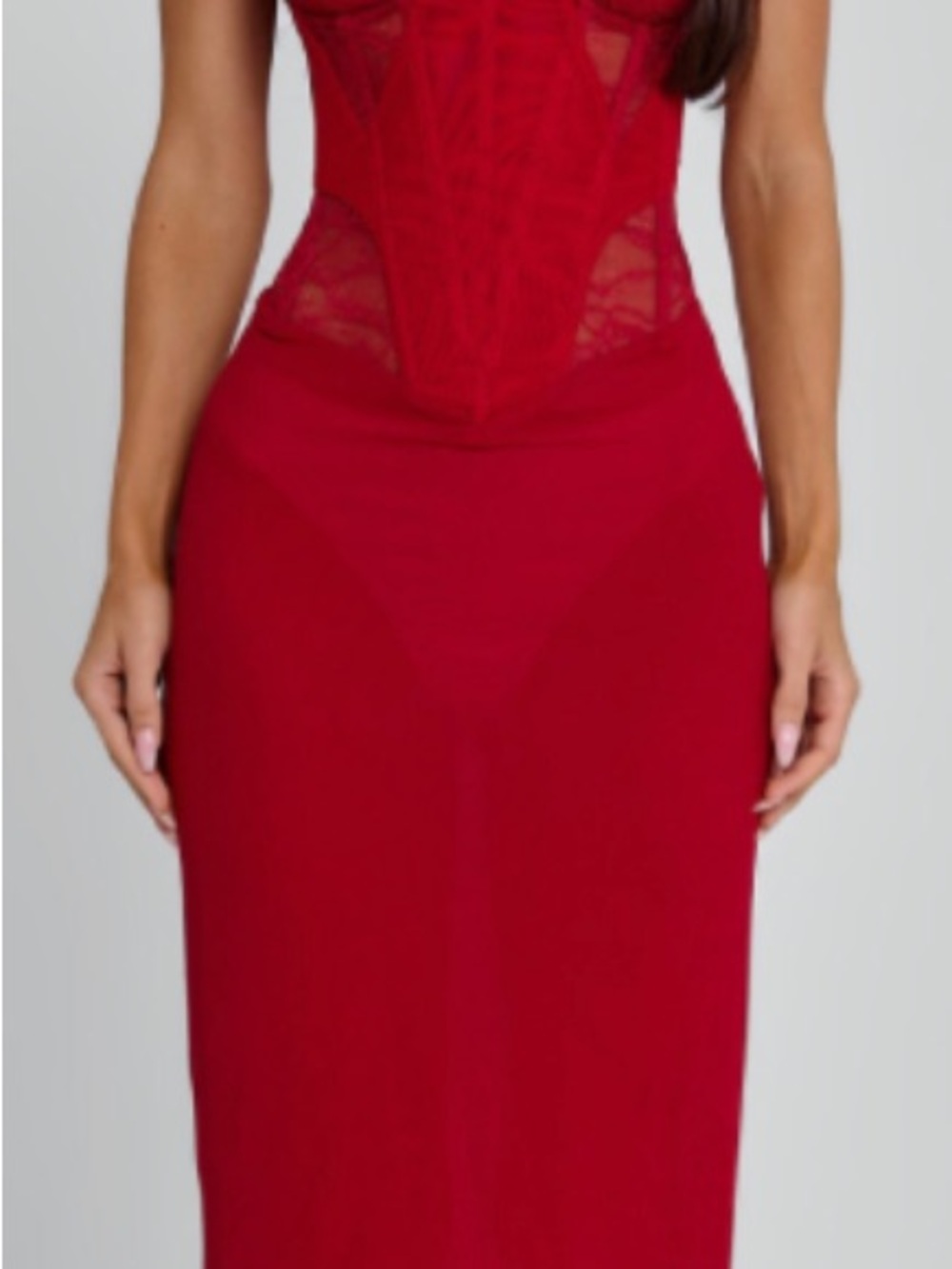 Red Lace-Accent Maxi Dress - Women's Eveningwear